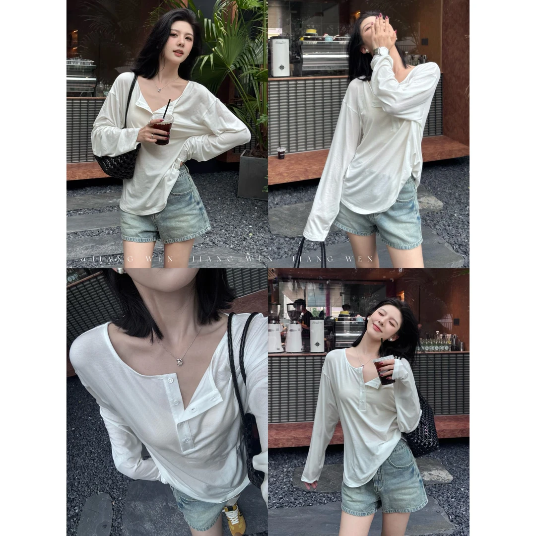 【白川】“莱塞尔”宽松沙滩长袖纽扣防晒夏季薄款罩衫显瘦上衣