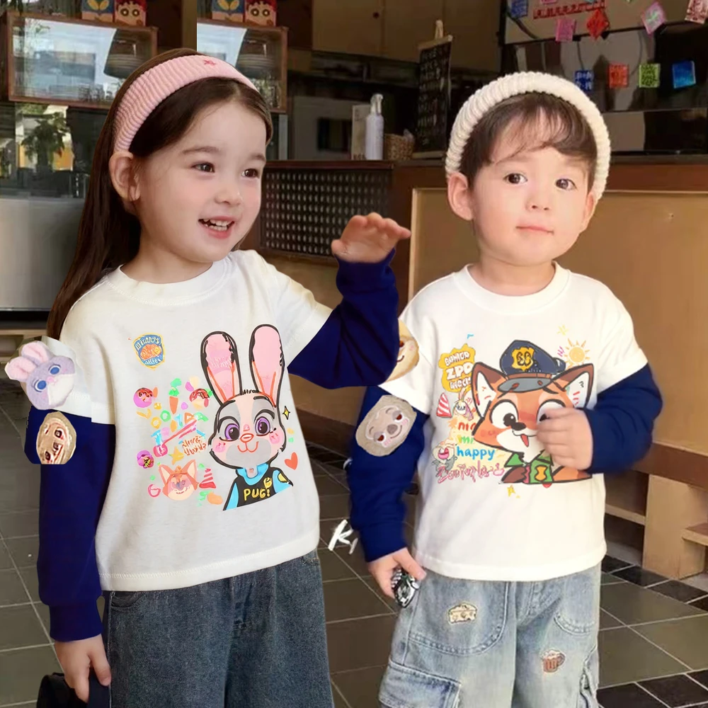 儿童立体玩偶秋冬打底衫女童长袖秋装2025纯棉T恤兔子