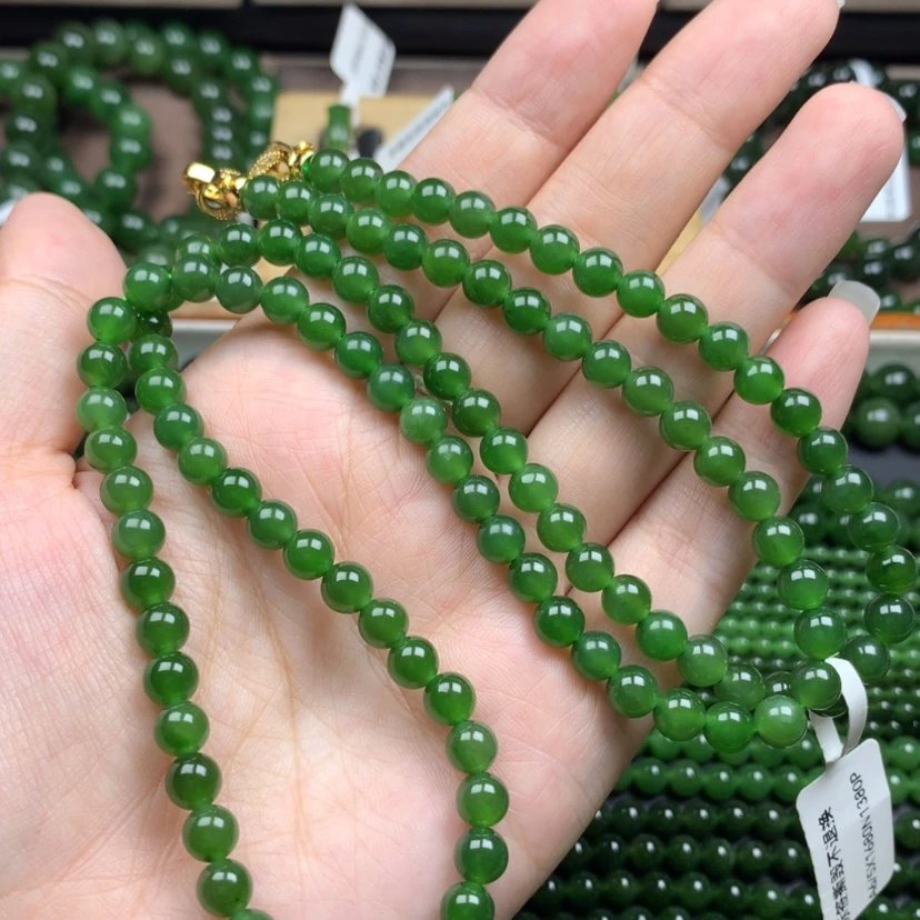 【闪购商品】颈饰未镶嵌和田玉（碧玉）6m冰辣绿无黑