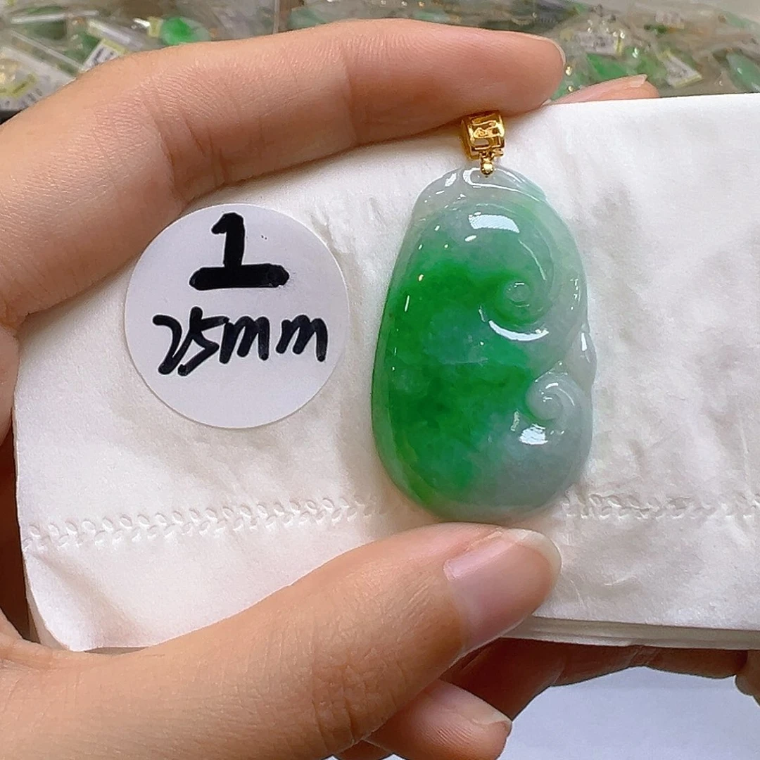 翡翠18K金镶嵌吊坠(不含链)翡翠