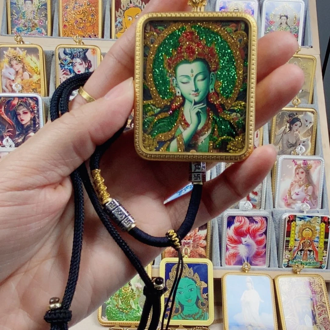 吊坠手绘唐卡绿妈妈吊坠