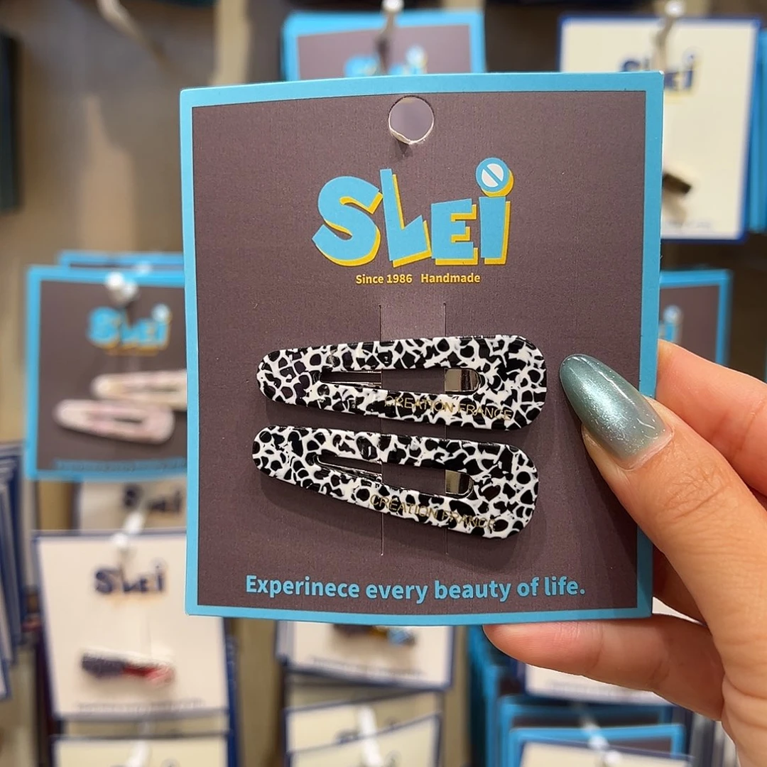 无非金属黑白豹纹小水滴掰掰夹