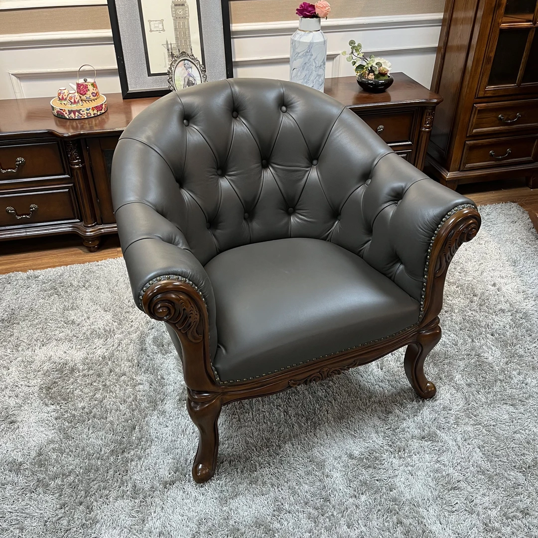 美式高端沙发椅复古真皮单人椅工厂清货浮力款