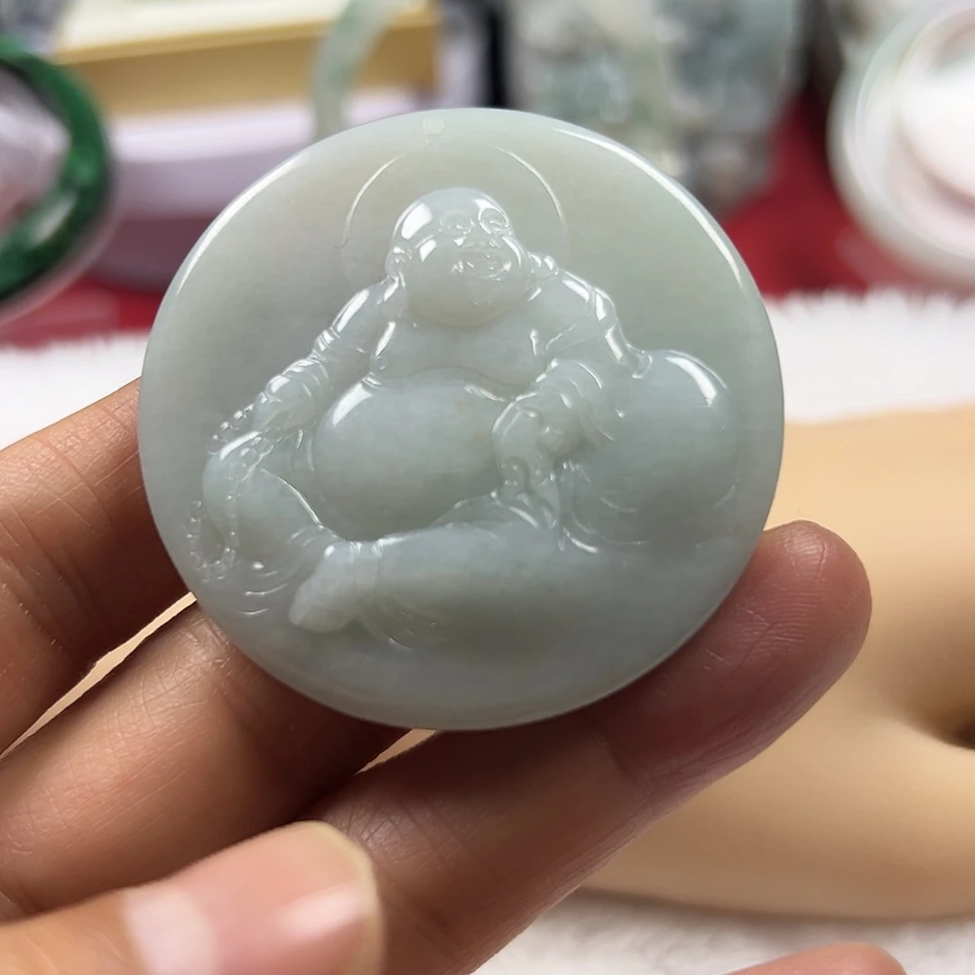 颈饰未镶嵌翡翠缅甸天然A货翡翠弥勒佛