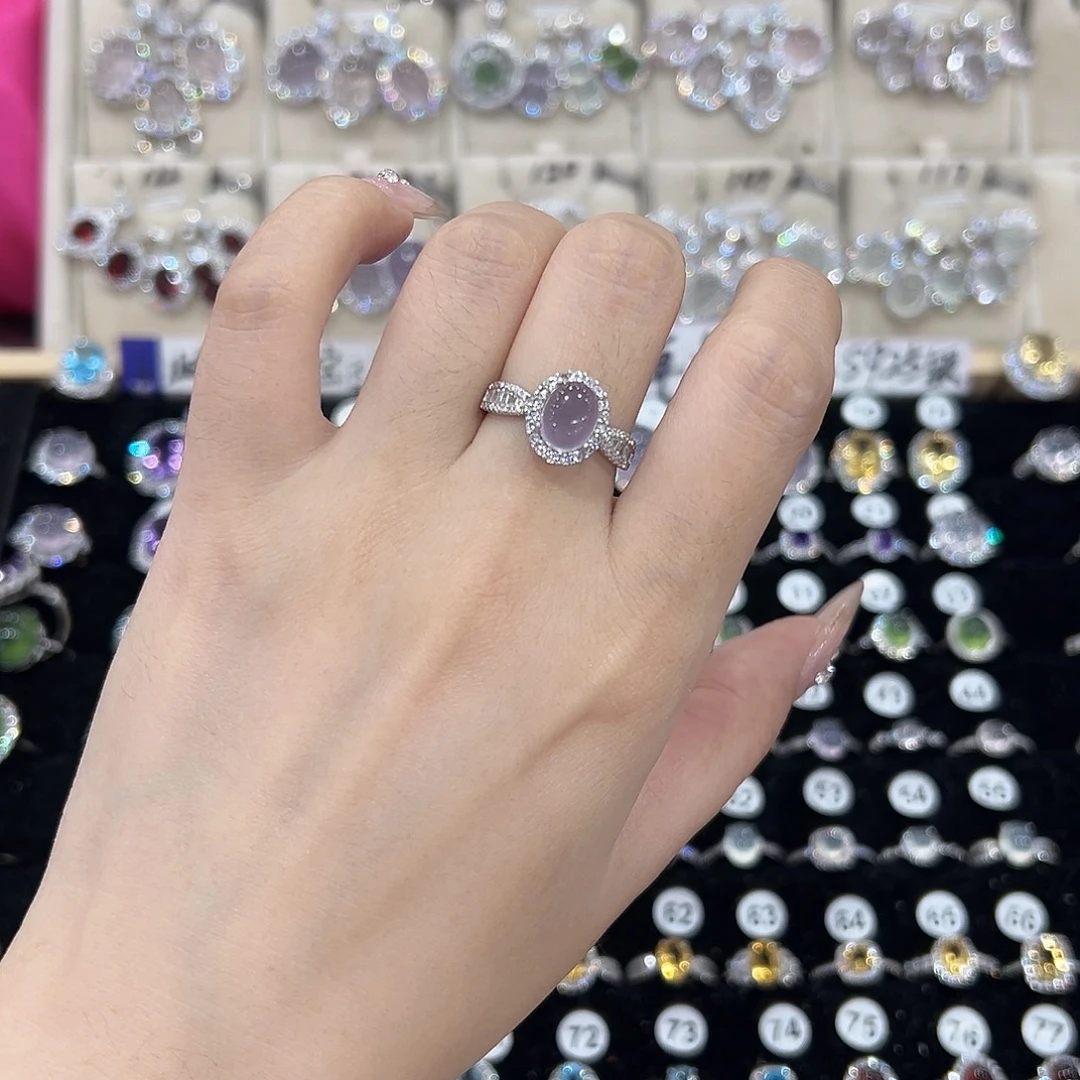 萤石戒指银S925镶嵌