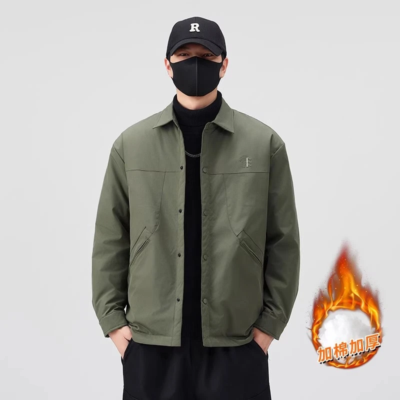 2025简约休闲秋冬男士商务外套夹棉翻领百搭潮流二棉上衣男装棉服