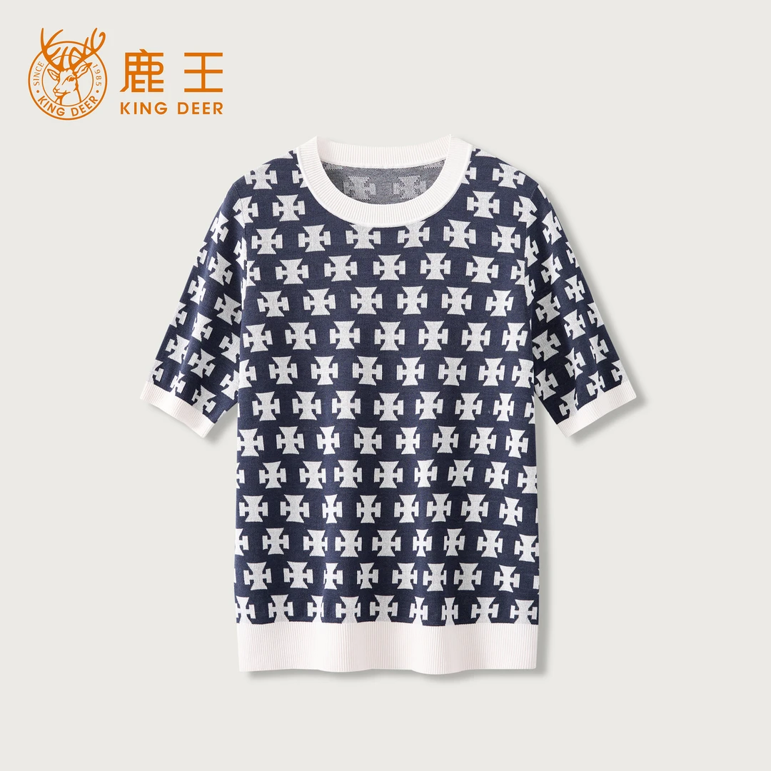 King Deer/鹿王潮流圆领短袖T恤时尚百搭透气吸汗舒适L805046