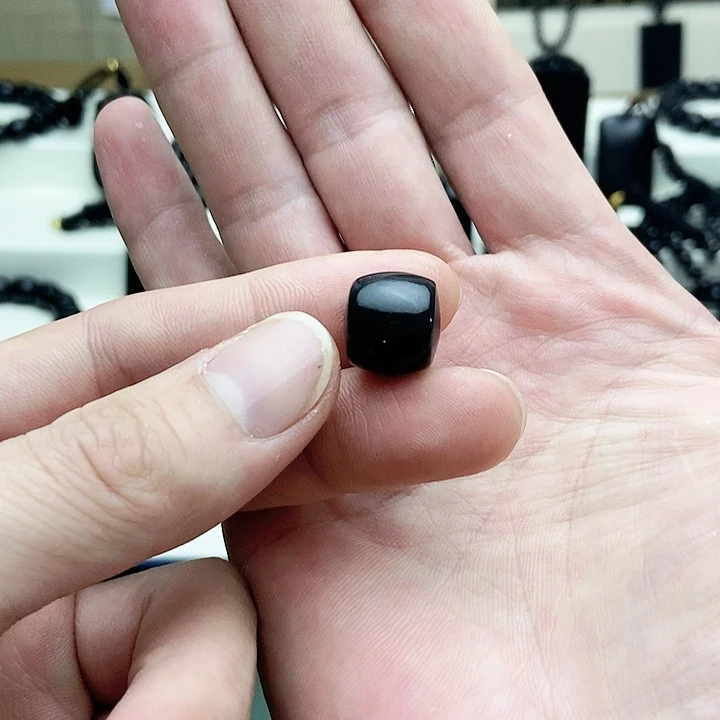 未镶嵌手链和田玉（墨玉）和田玉墨玉卡14直切单珠请客微包容