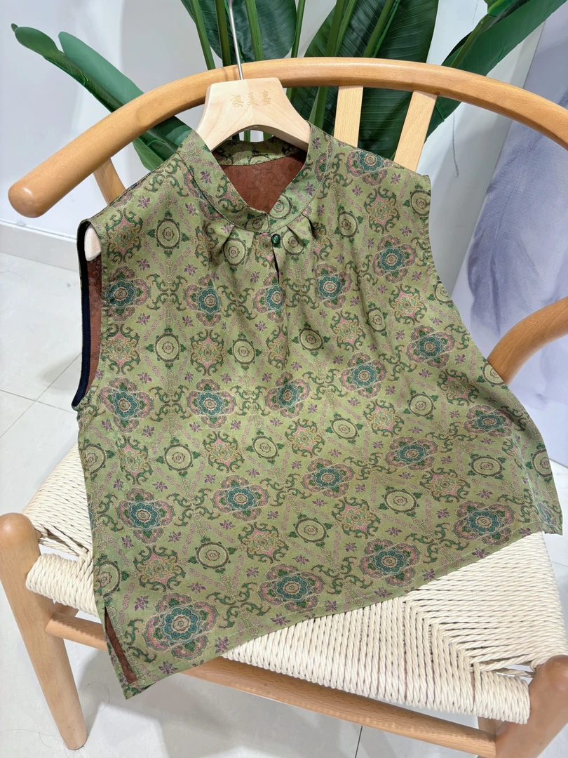 DY2707樱美嘉可爱减龄款花萝100桑蚕丝夏季新中式女装上衣