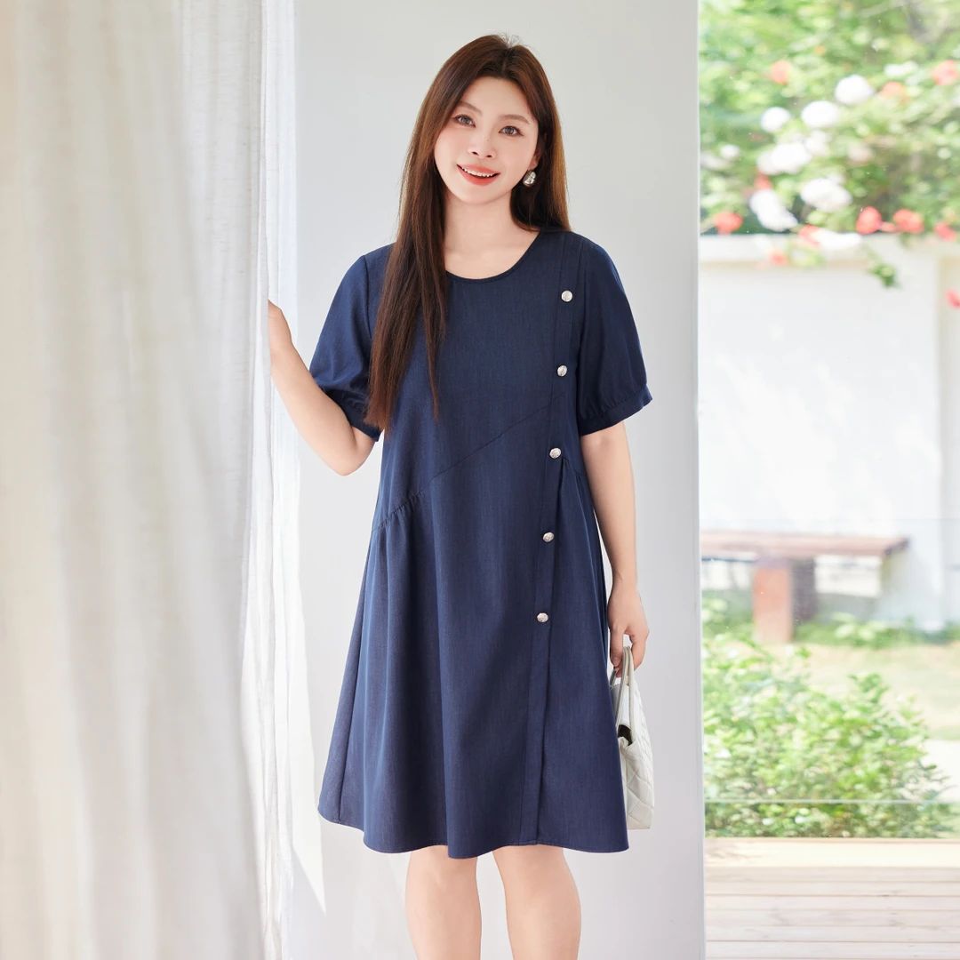 【设计感仿牛仔连衣裙】MsShe大码女装夏装显瘦宽松裙子S2504012