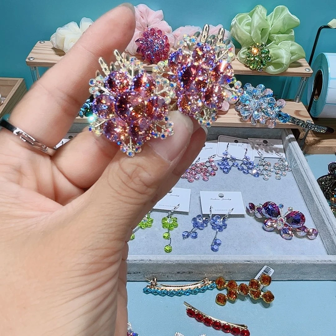 布艺铁合金耳钉女