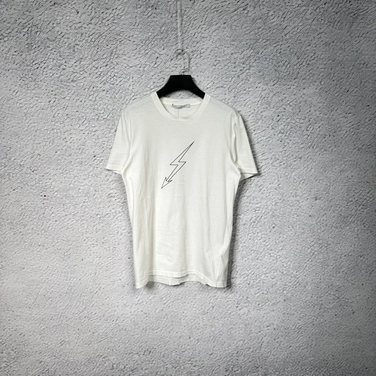 99新 Givenchy/纪梵希 白色闪电徽标地名印花短袖/L码