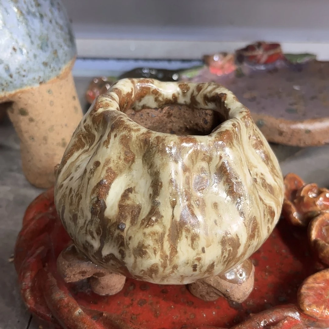 泥塑古镇炻陶花盆