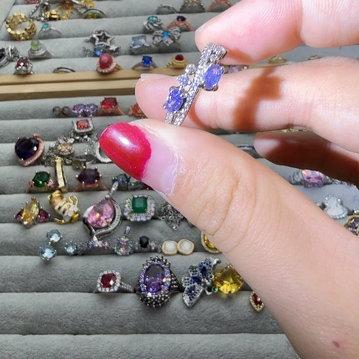 水晶戒指银S925镶嵌