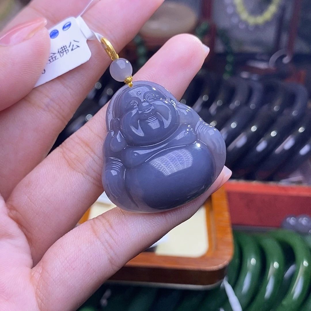 和田玉清货价浓烟紫佛公未镶嵌