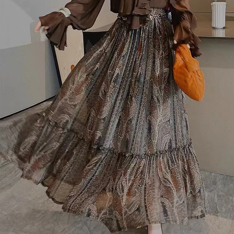 50202【深圳设计师】复古优雅下摆拼接A字半裙613812