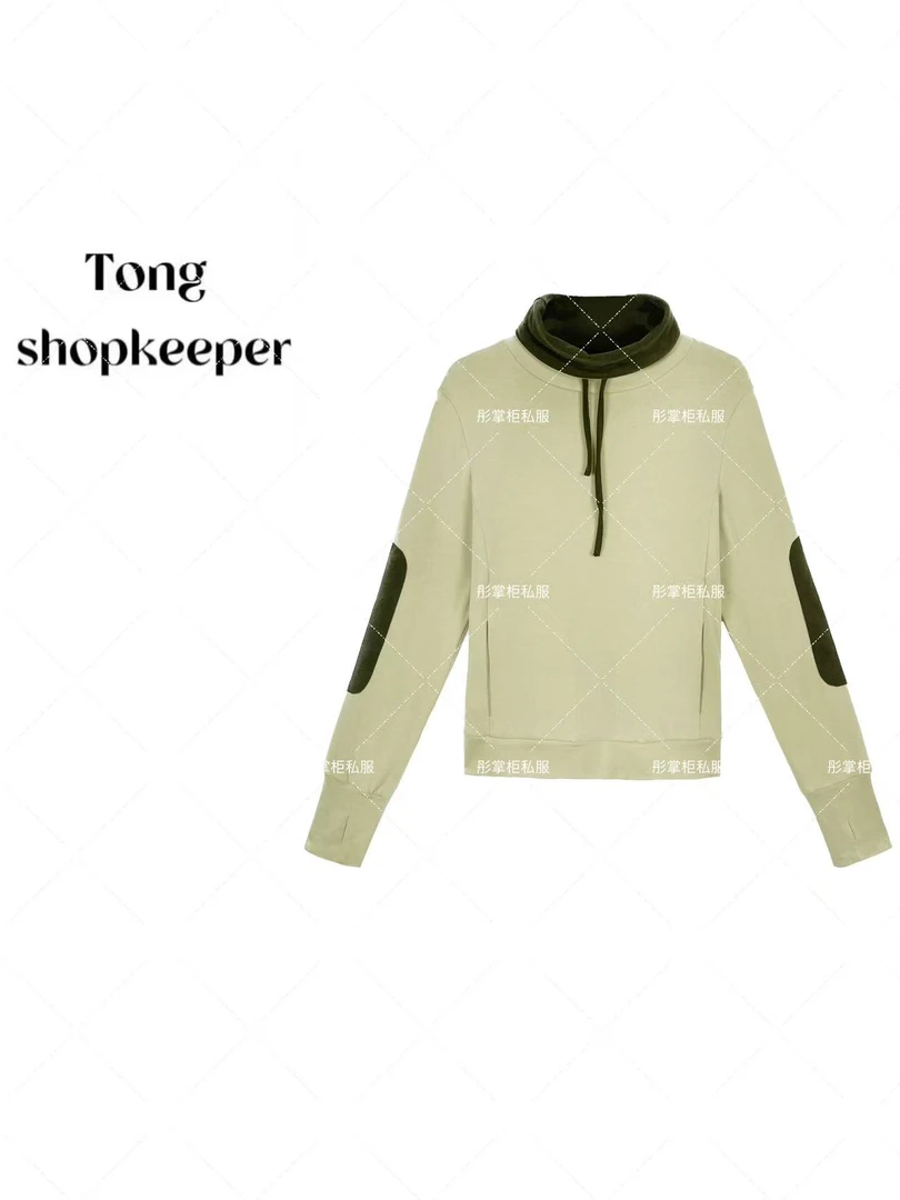 QJ/彤掌柜1681367 新款2025抽绳简约口袋百搭时尚拼色减龄上衣