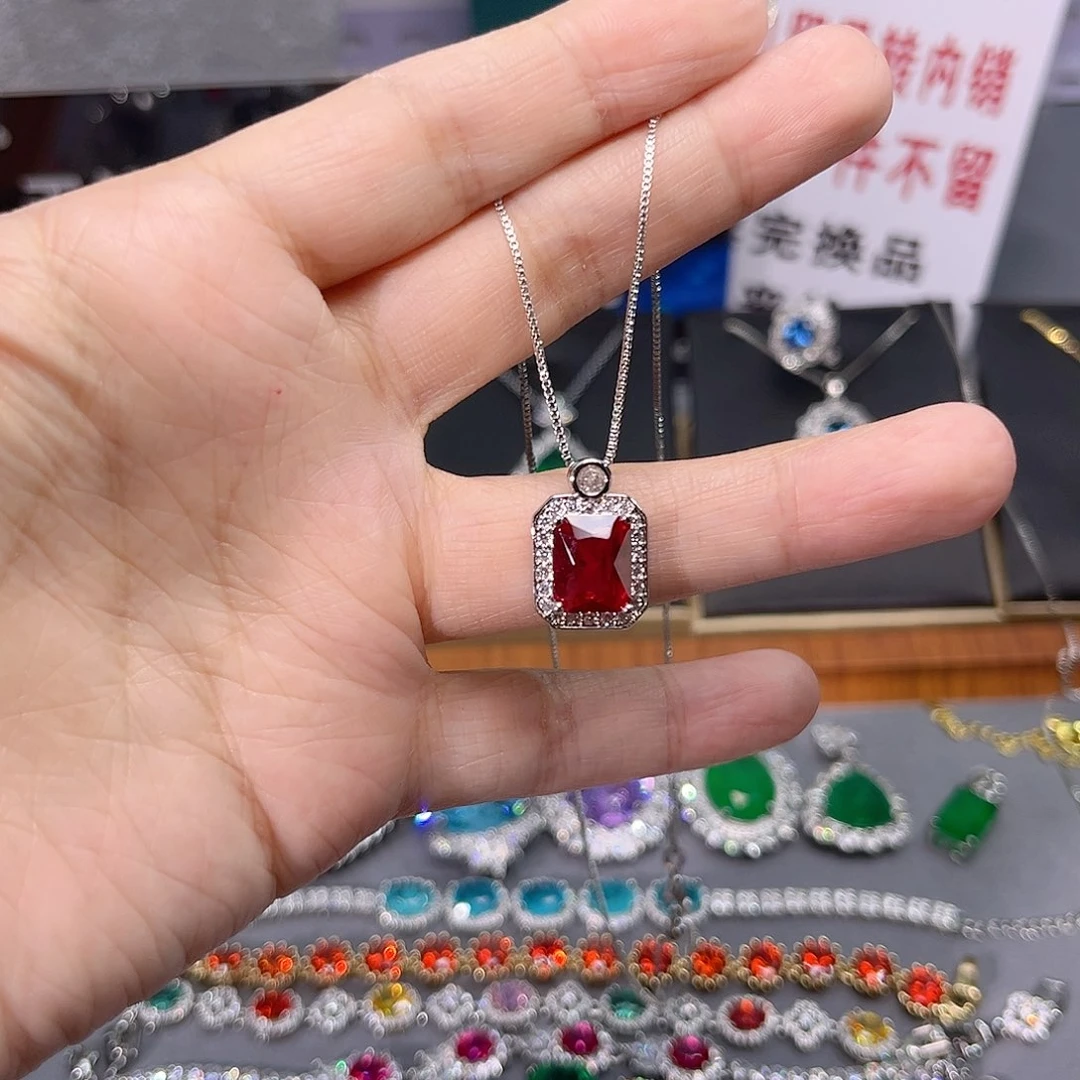 银S925镶嵌颈饰红宝石w 90