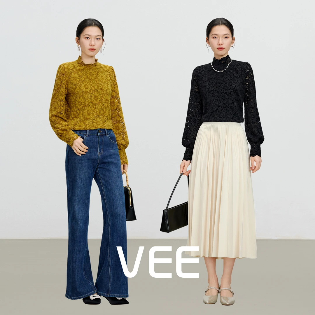 VEE【优雅心动】蕾丝衫提花小衫浪漫优雅宫廷感袖口设计时尚打底衫