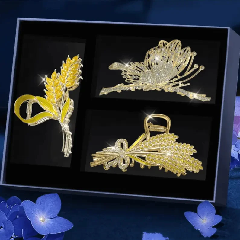 圣诞节生日礼物送老婆女朋友麦穗抓夹气质轻奢鲨鱼发夹发卡礼盒装