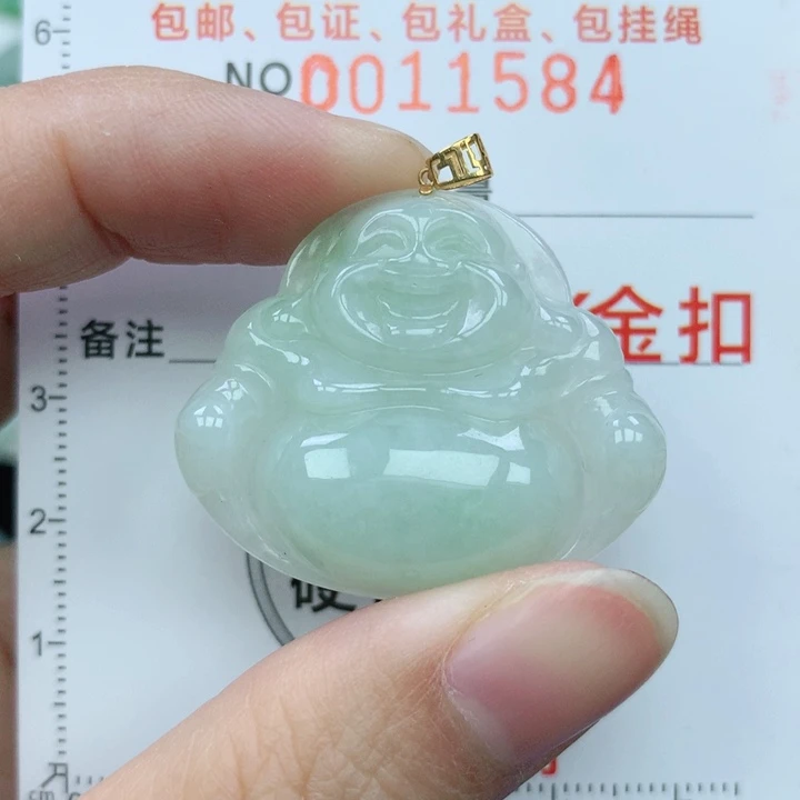 翡翠颈饰18K金镶嵌天然翡翠a货