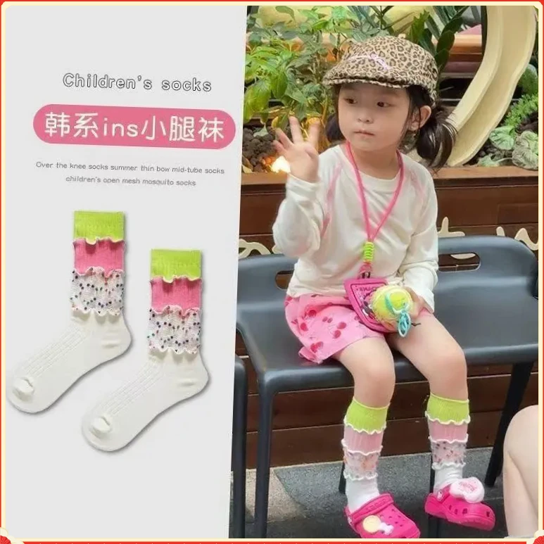 夏季儿童多巴胺拼接袜子日系风WSZZ街头网红可爱创意中筒堆【盛固】