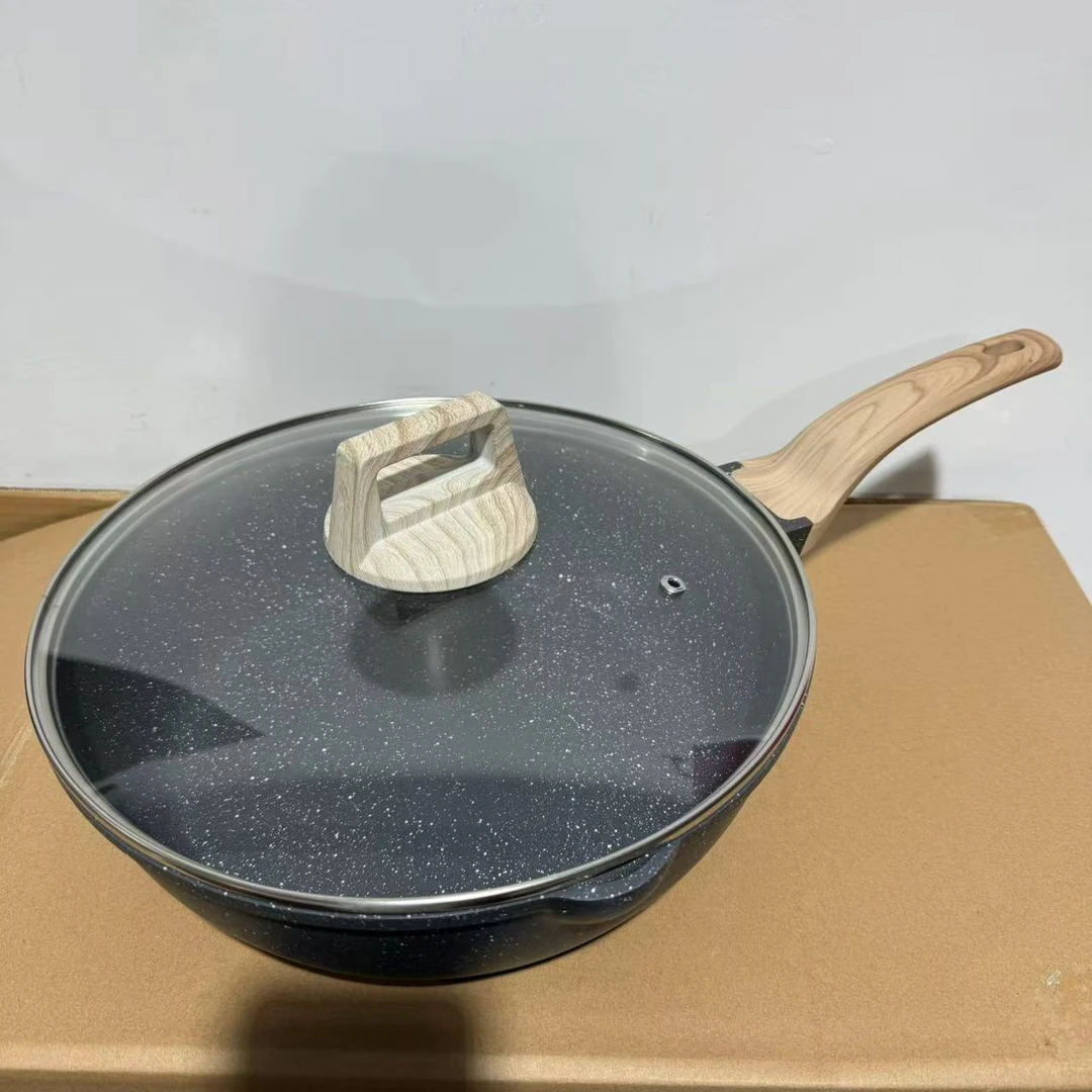 28冰淇淋炒锅 黑色（弯柄）不粘锅（微瑕；介意勿拍）