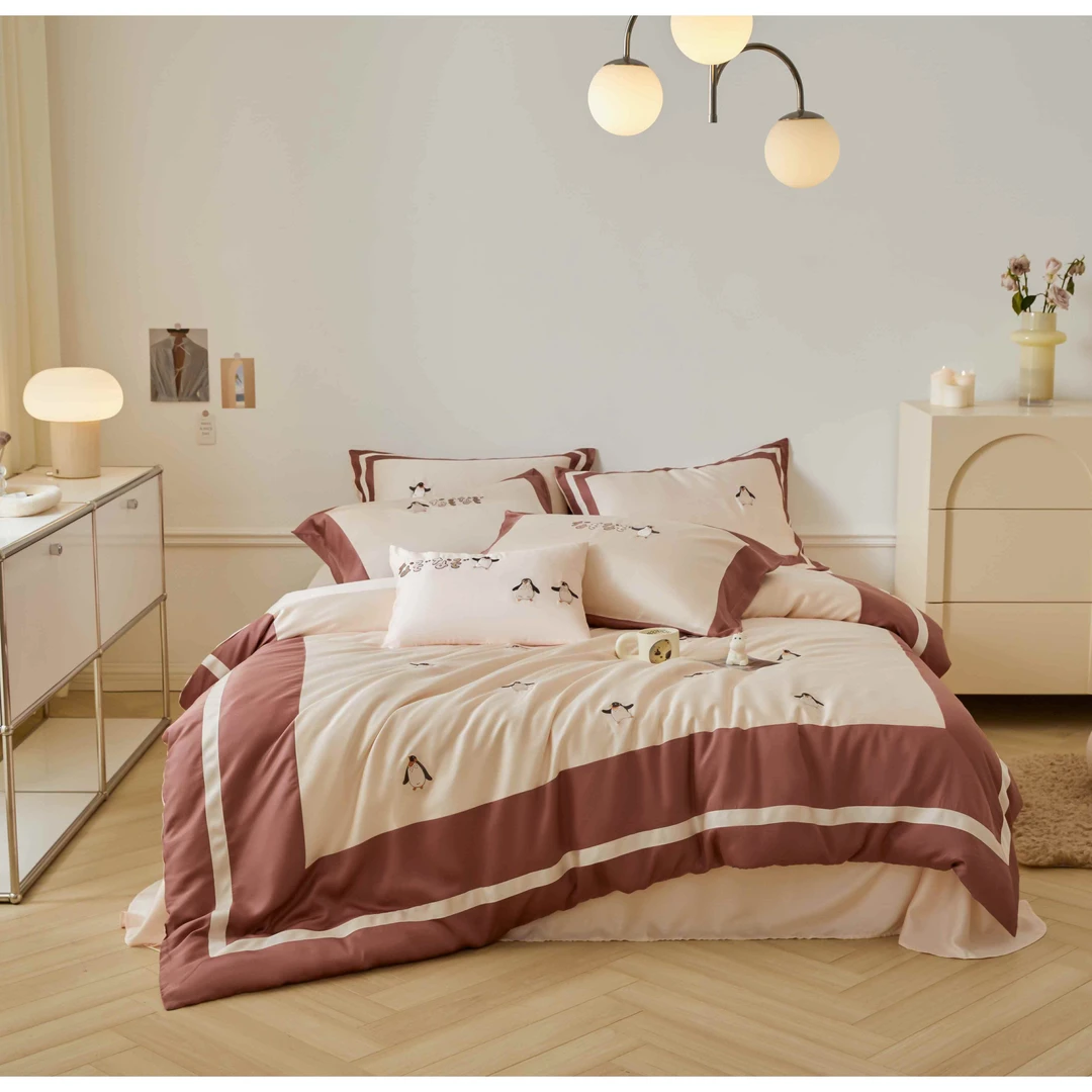 五角星-可爱多超细旦兰精天丝重工刺绣双拼简约风 四件套/三件套