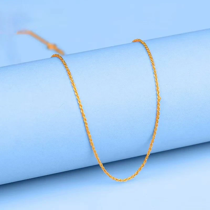 链子足银 【黄色50厘米水波纹项链】不含吊坠