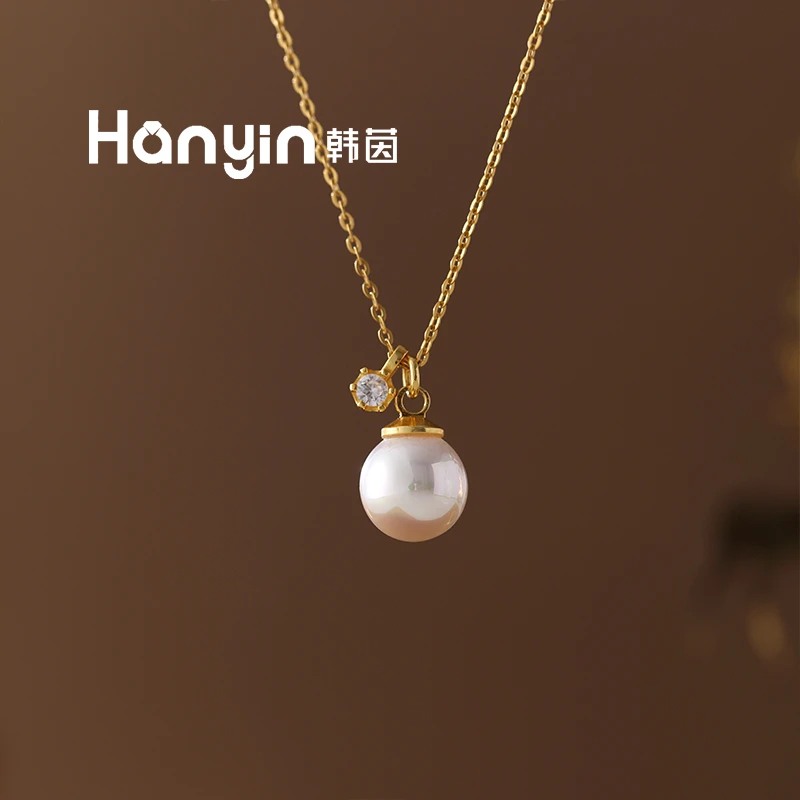 吊坠925银仿珍珠 10mm炫彩天女珠高品不掉色项链轻奢百搭高级感