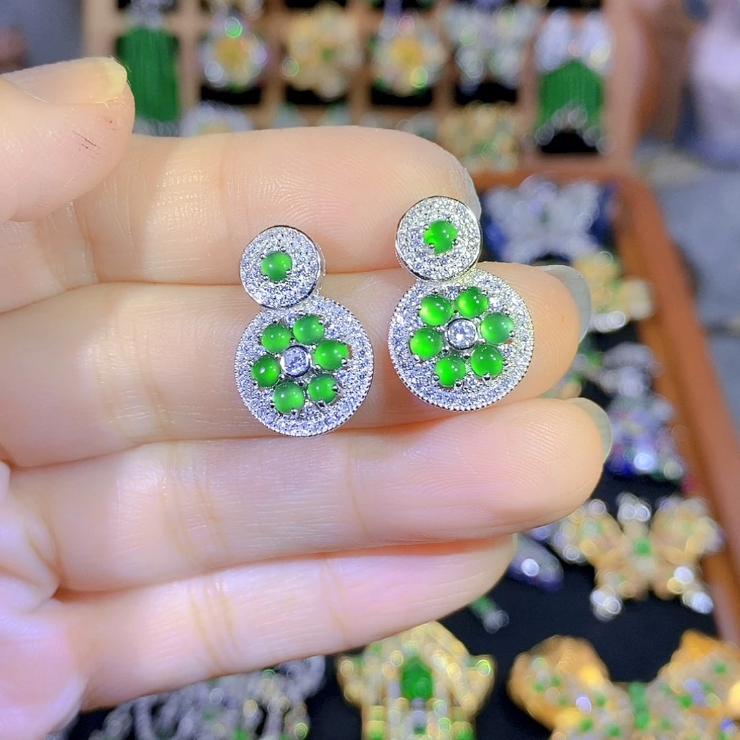 吊坠(不含链)银S925镶嵌翡翠