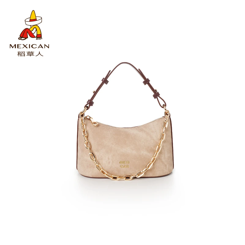 稻草人2025新款鳄鱼纹欧若风时尚单肩包简约设计半月形腋下包女包