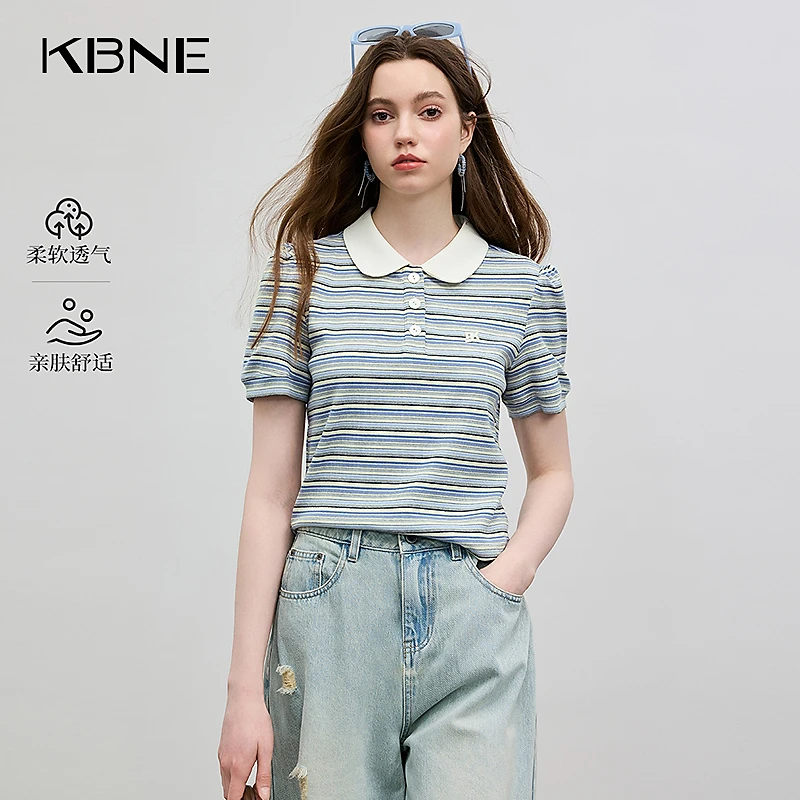 《粉丝专享》KBNE短袖女款爆款2025新款夏季休闲撞色翻领