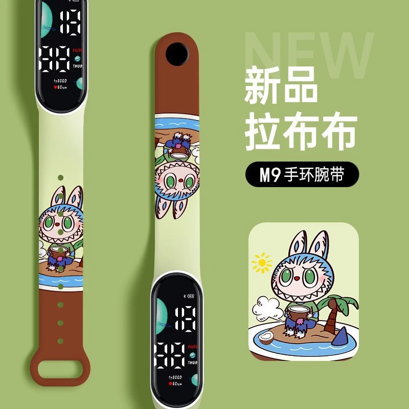 新款印花彩色LED儿童学生可爱卡通拉布布防水手环表电子手表男女