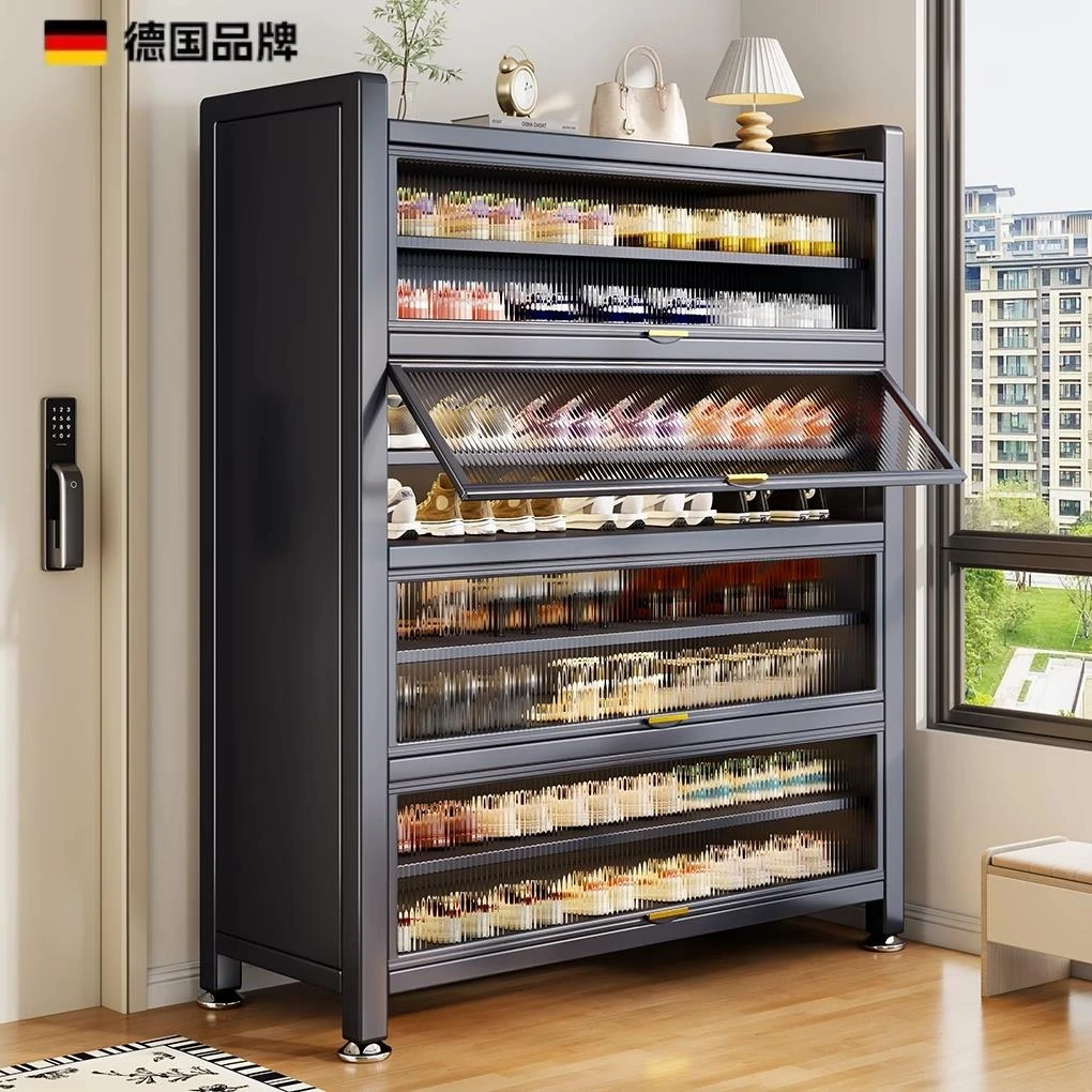 德国家用门口钢制鞋柜大容量防尘鞋架室内入户门玄关柜走廊多层收