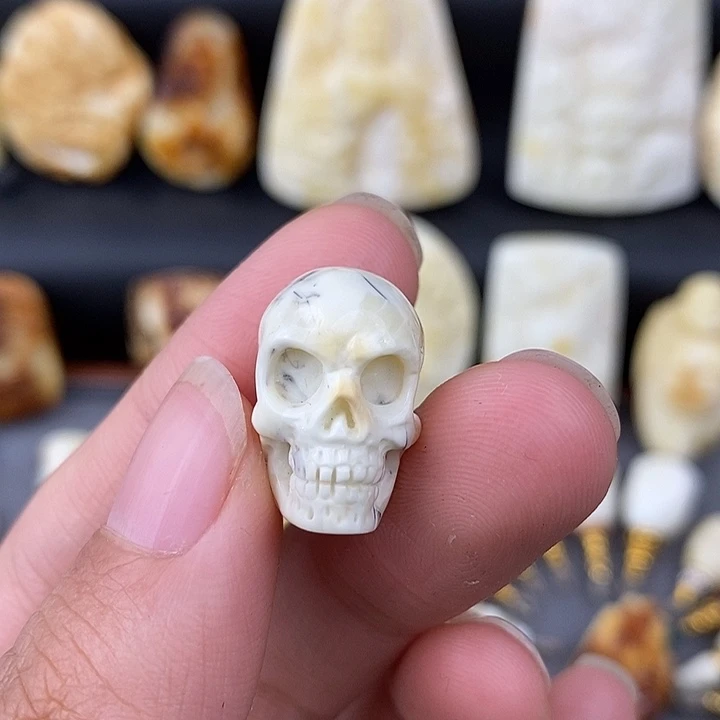 琥珀未镶嵌裸石骷髅三通b765