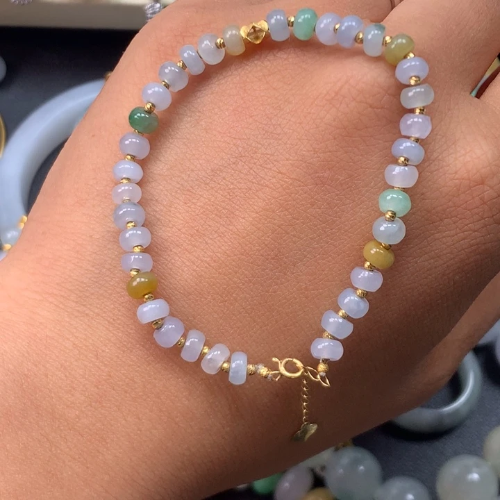 翡翠18K金镶嵌手链卡5