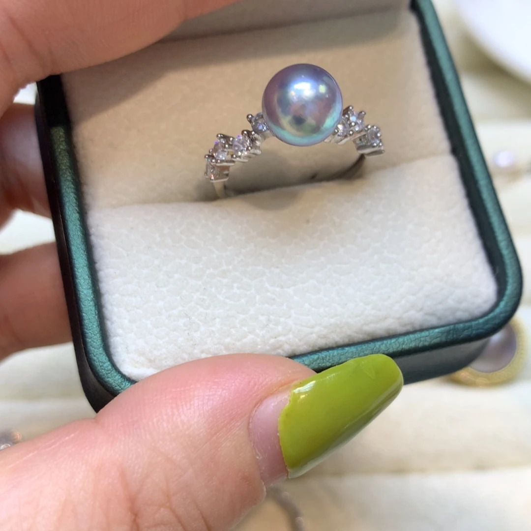 海水珍珠戒指银S925镶嵌