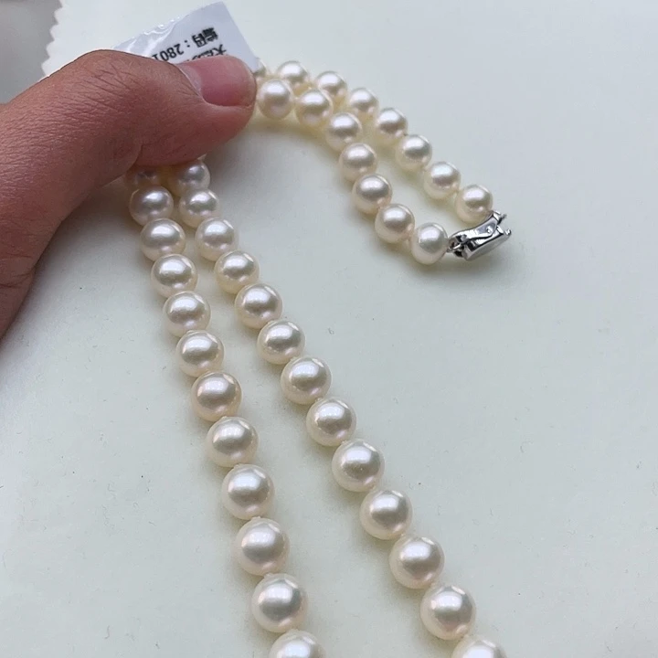 淡水珍珠颈饰银S925镶嵌卡8极光炫彩高品