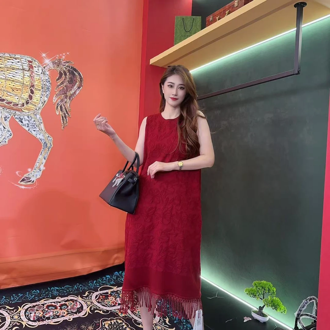 103多金大码减长款A字裙子夏季新款女装设计感连衣裙女