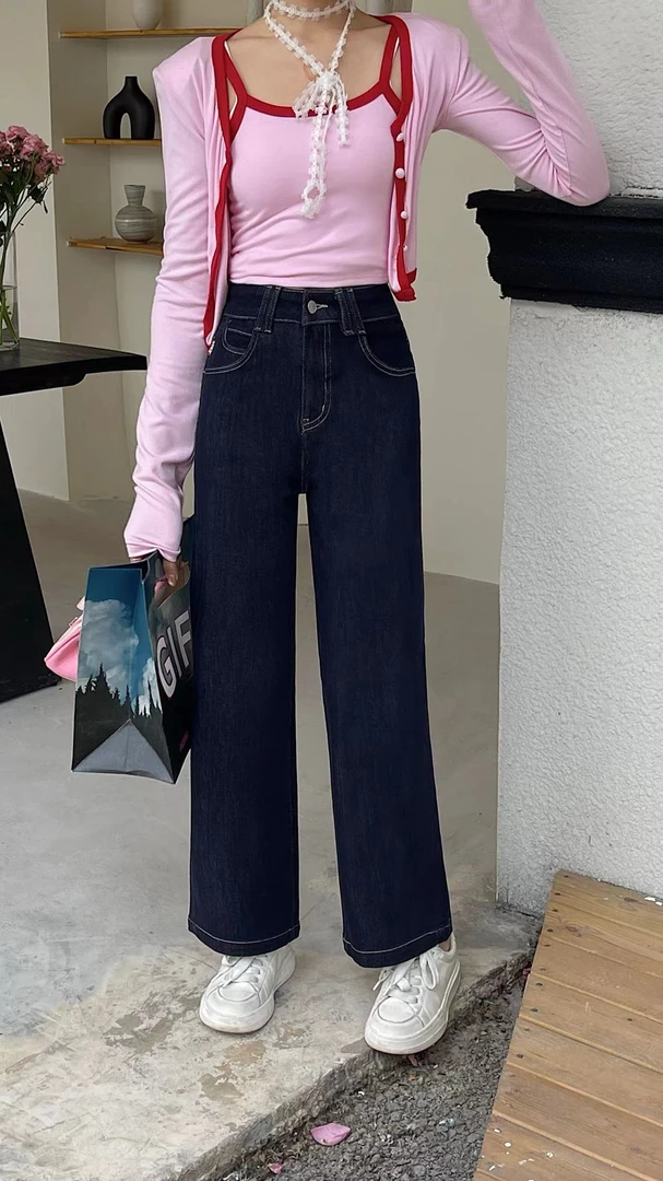 有货君羊#6003夏季福利高品质四面弹九分窄版直筒牛仔裤，裤：95cm