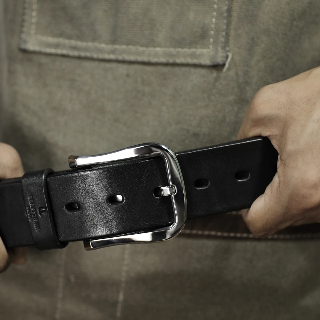 工匠老奴（手作（高品质）（440c不锈钢）5毫米多厚头层牛皮男士腰带
