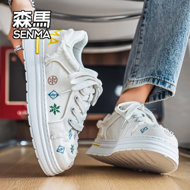 SENMA/森马男士潮流厚底板鞋2026冬季新款透气时尚舒适百搭休闲鞋