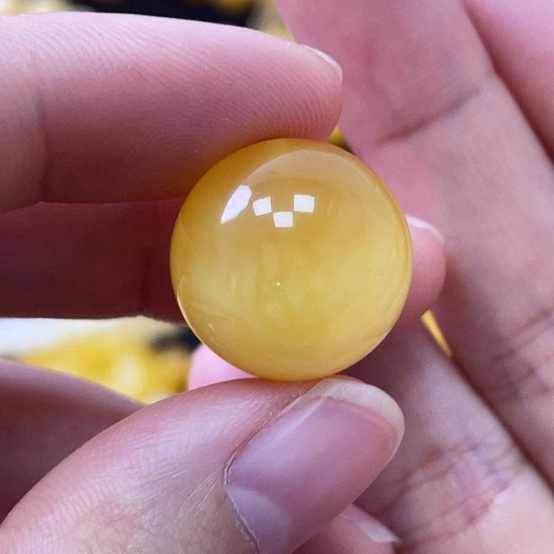 蜜蜡未镶嵌珠宝奇石17.5mm金白半山水 瑕