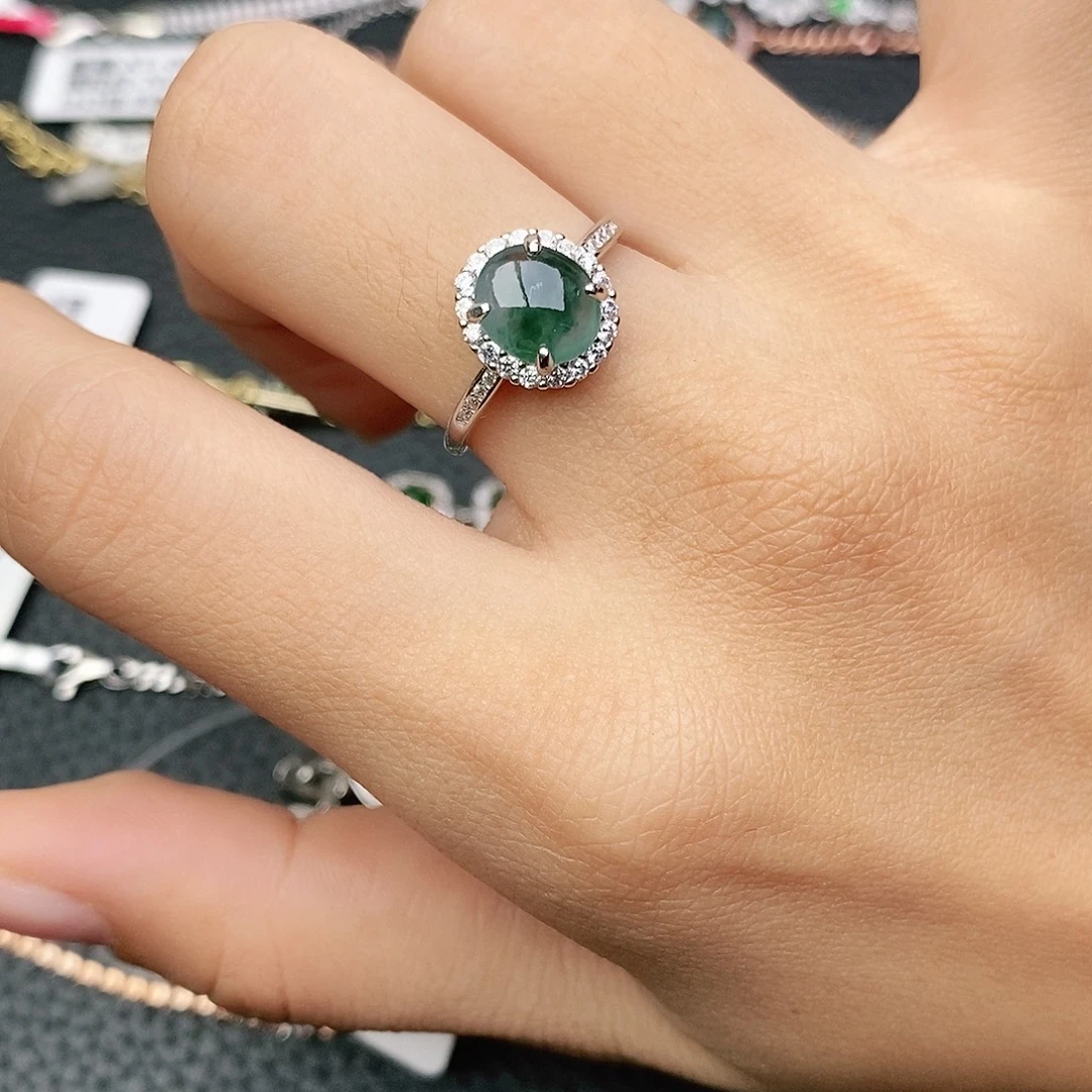 翡翠银S925镶嵌戒指