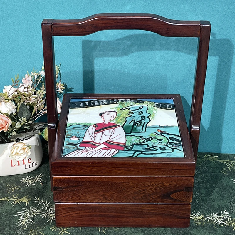 【提梁干果盒】老榆木客厅装饰家居收纳立体浮雕