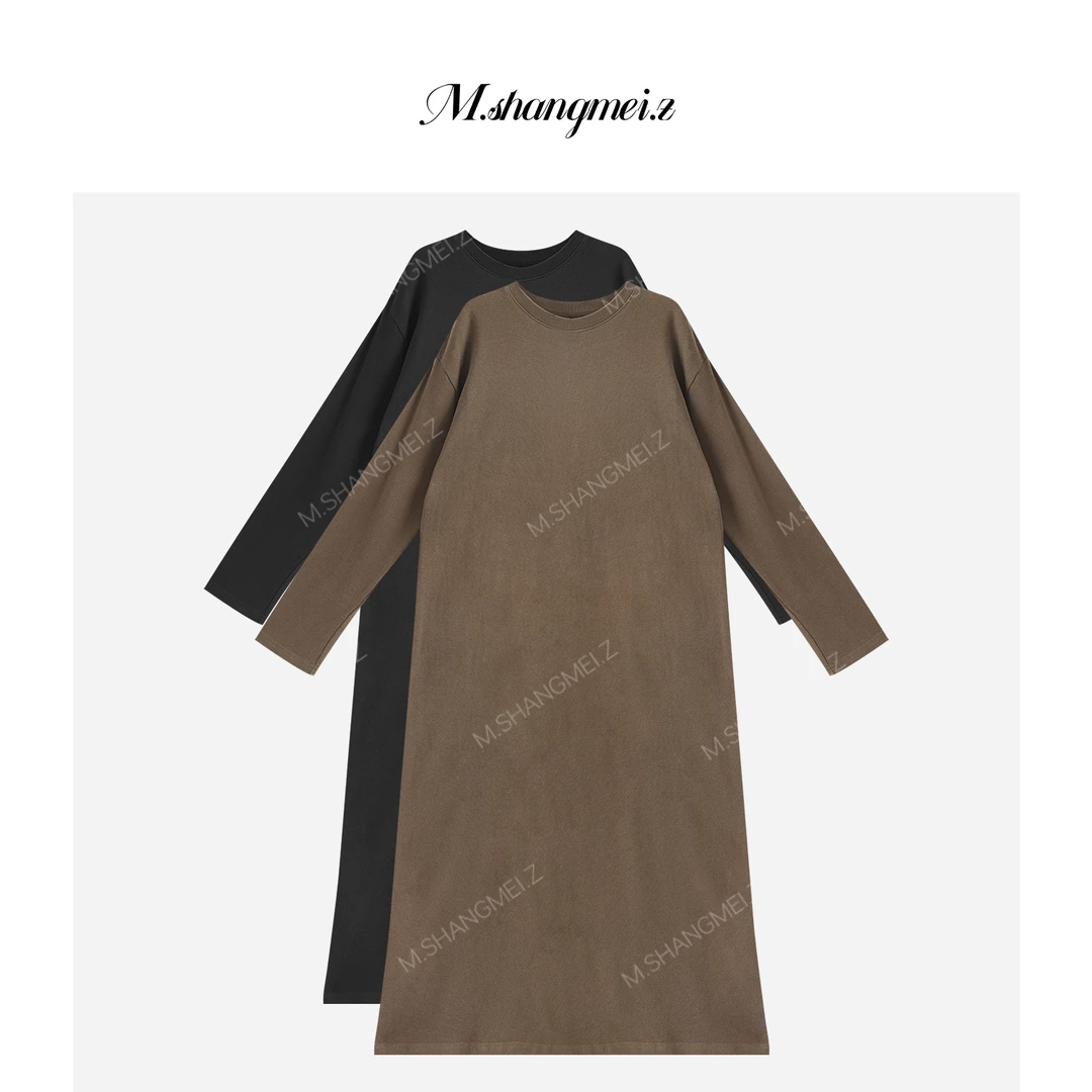 M.SHANGMEI.Z/沐熙【局外人】美大哥随性宽松长袖连衣裙X08T3708