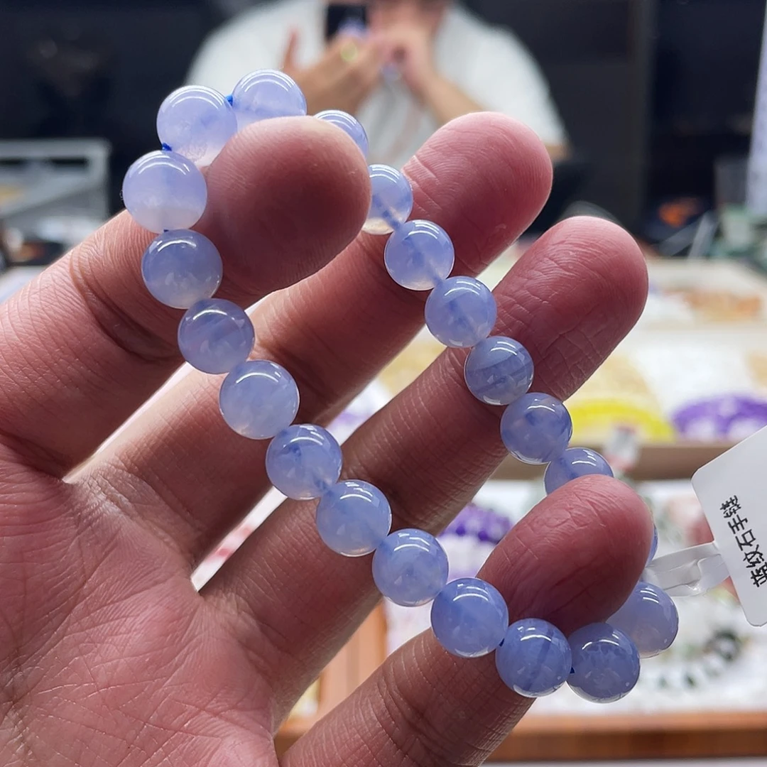 水晶未镶嵌手链9mm蓝纹玛瑙