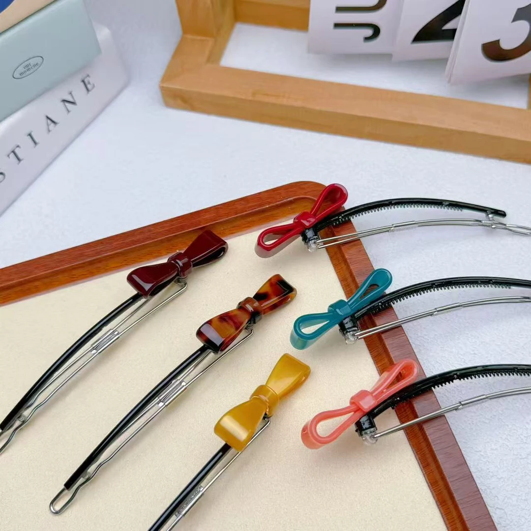 韩版醋酸发卡百搭发饰蝴蝶结一字夹青蛙夹简约通勤发饰气质头饰