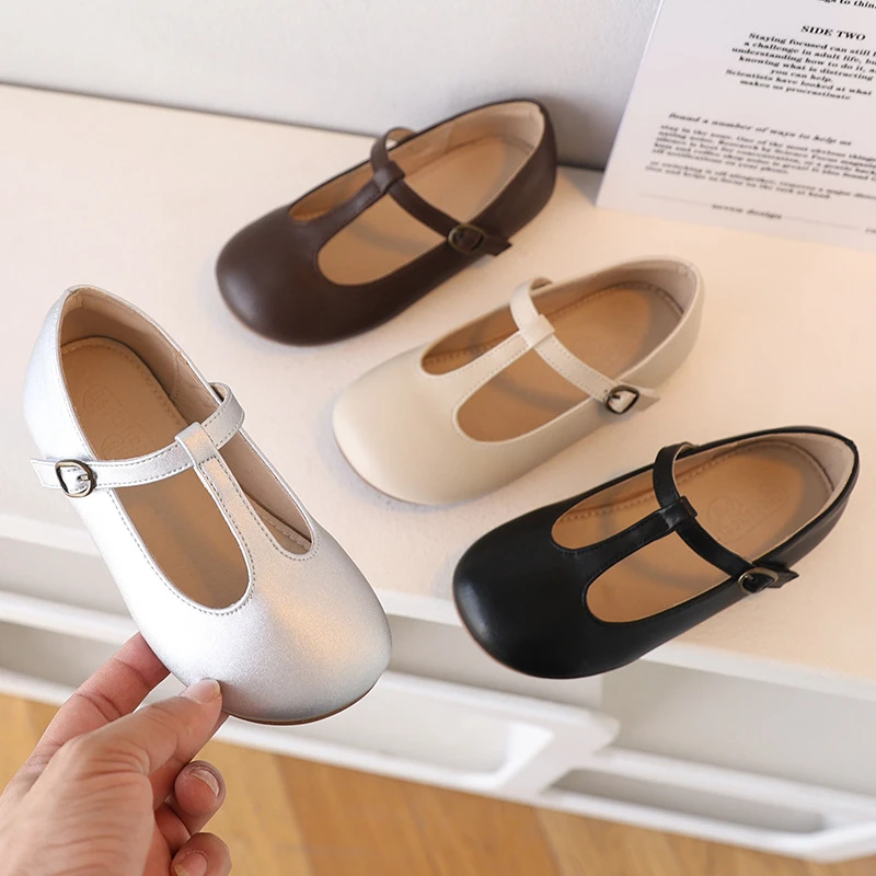 女童皮鞋春秋复古丁字鞋小众浅口女孩公主鞋百搭软底儿童单鞋童鞋